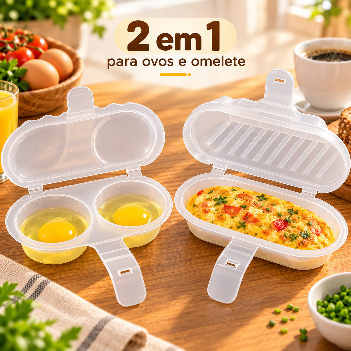 EggFast - Forma Omeleteira Para Micro-Ondas Livre de BPA Prática e Rápida Sem Sujeira - Entrega Grátis