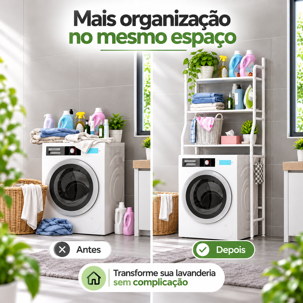 PratPlus - Suporte de Prateleiras para Máquina de Lavar com Rodízios e Base Antiderrapante - Entrega Grátis Reforçada