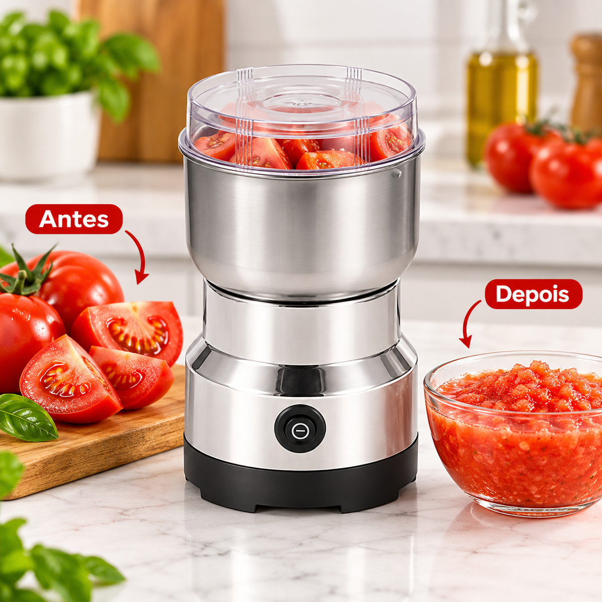 InoxGrinder - Triturador Multifuncional Elétrico de Alimentos em Inox Prático - Entrega Grátis