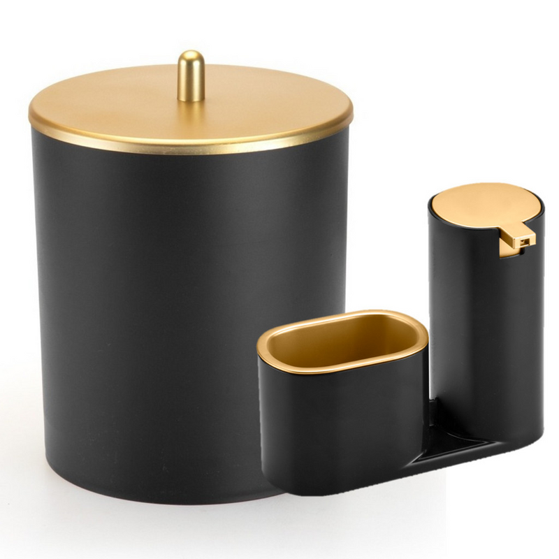 Kit Lixeira de Cozinha 5L com Dispenser Porta Detergente e Suporte para Esponja