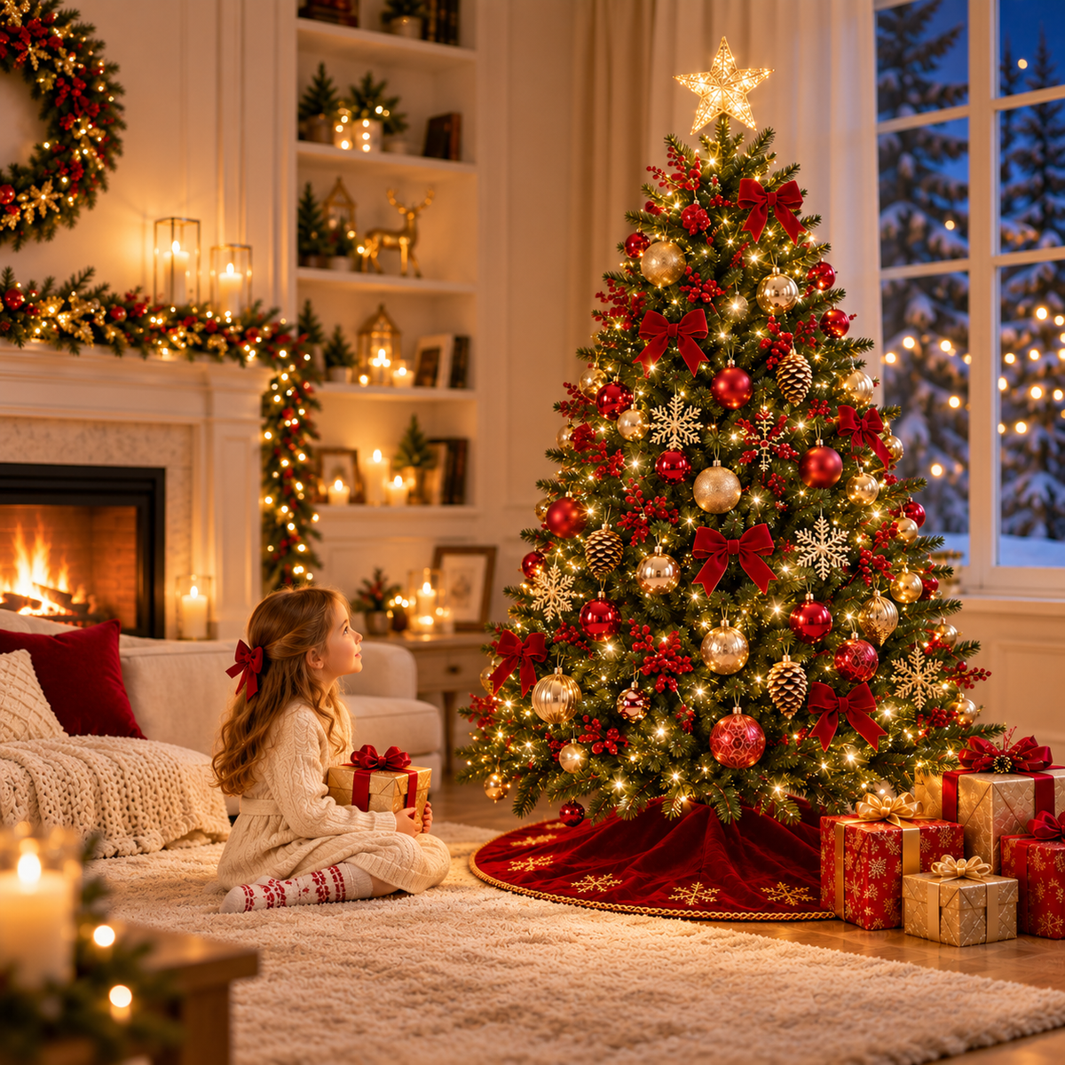 Arvore de Natal Decorada Por Completo de 1,50M com 220 Galhos + 70 Enfeites Completa Enfeitada Pinheiro Verde e Pisca Led - Entrega Grátis