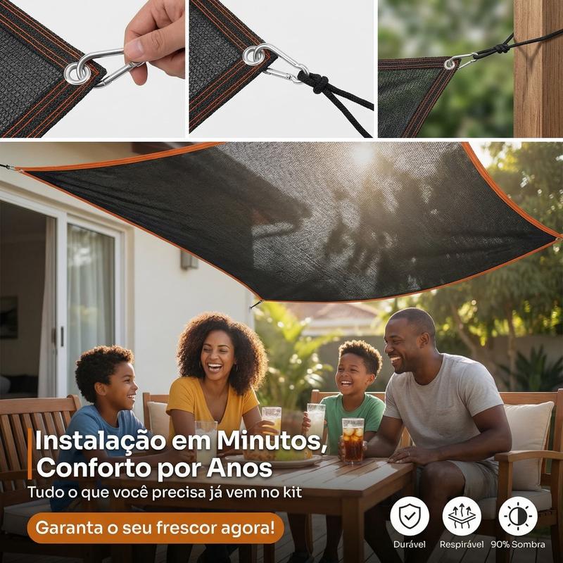 Rede de Sombreamento Premium Impermeável 90% Proteção Solar Instalação Rápida e Proteção UV - Entrega Grátis