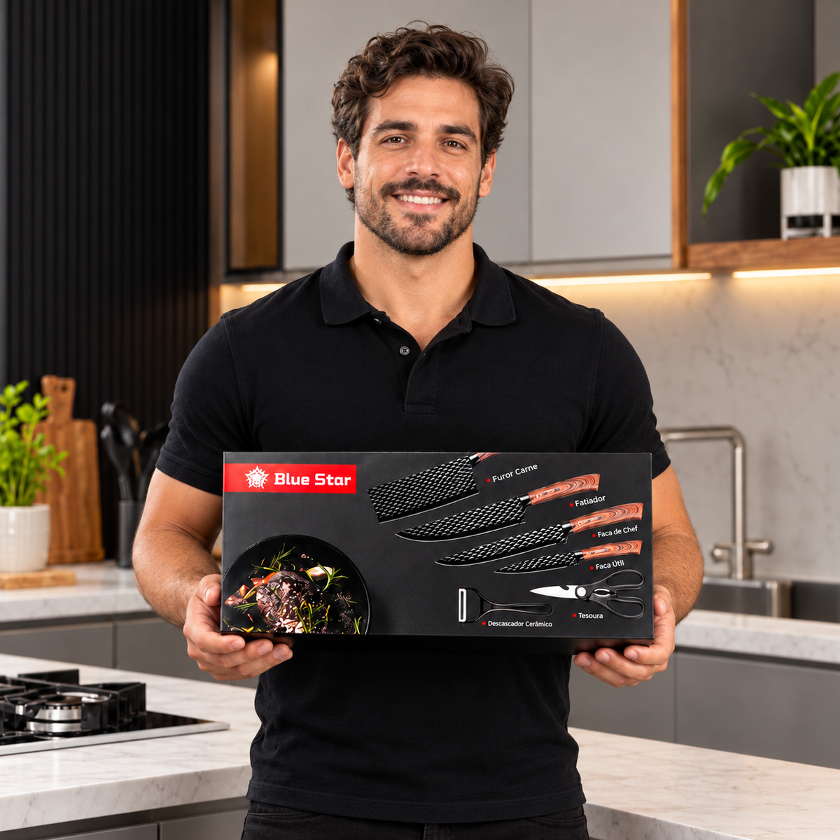 KitchenPro - Conjunto De Facas 6 Peças Premium Forjadas Para Cozinha Churrasco - Entrega Grátis