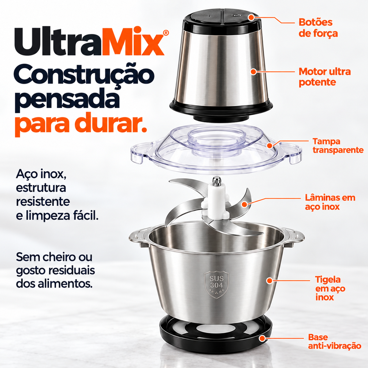 UltraMix – Triture Carnes e Legumes Em 10 Segundos Com Apenas Um Toque - Entrega Grátis