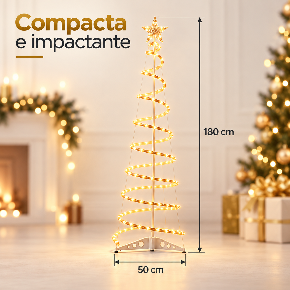 Árvore de Natal Espiral LED 1,8m Decoração Completa com Iluminação - Entrega Grátis