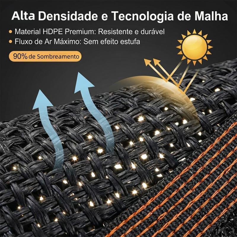 Rede de Sombreamento Premium Impermeável 90% Proteção Solar Instalação Rápida e Proteção UV - Entrega Grátis
