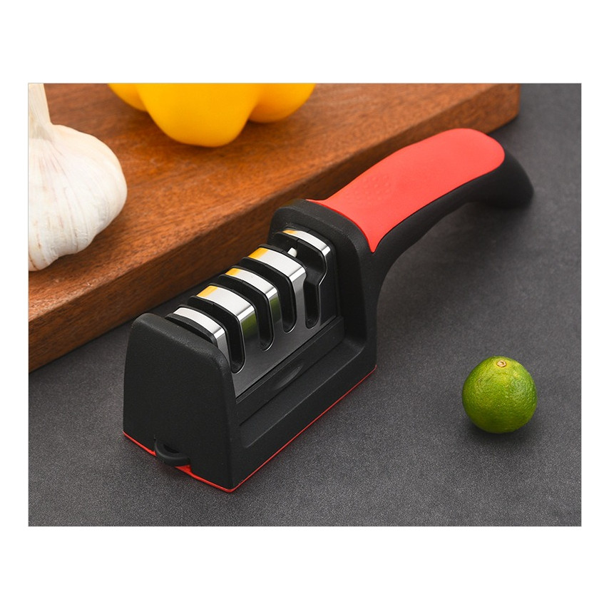 Amolador e Afiador de Facas Profissional em Aço Inox com 3 Níveis de Afiamento