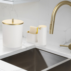 Kit Lixeira de Cozinha 5L com Dispenser Porta Detergente e Suporte para Esponja