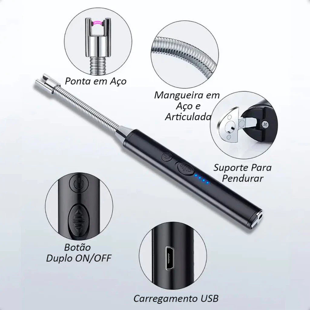 Inoxfire - Acendedor Recarregável Para Fogões Churrasqueiras Grills e Fornos - Entrega Grátis