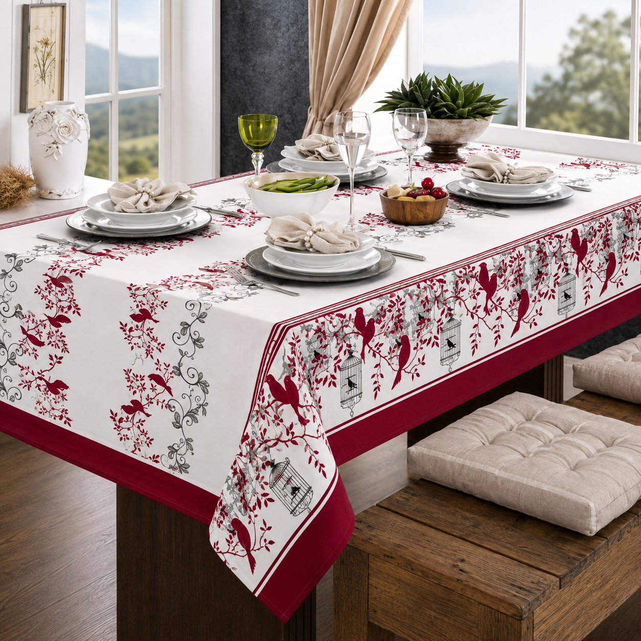 Toalha de Mesa Retrô Europeia Luxuosa e Elegante - Entrega Grátis