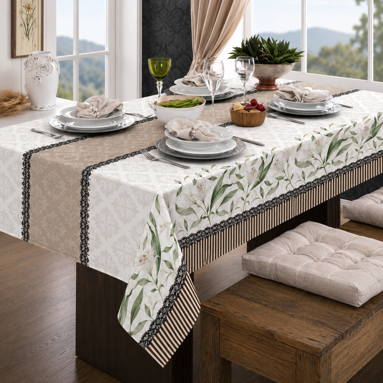 Toalha de Mesa Retrô Europeia Luxuosa e Elegante - Entrega Grátis