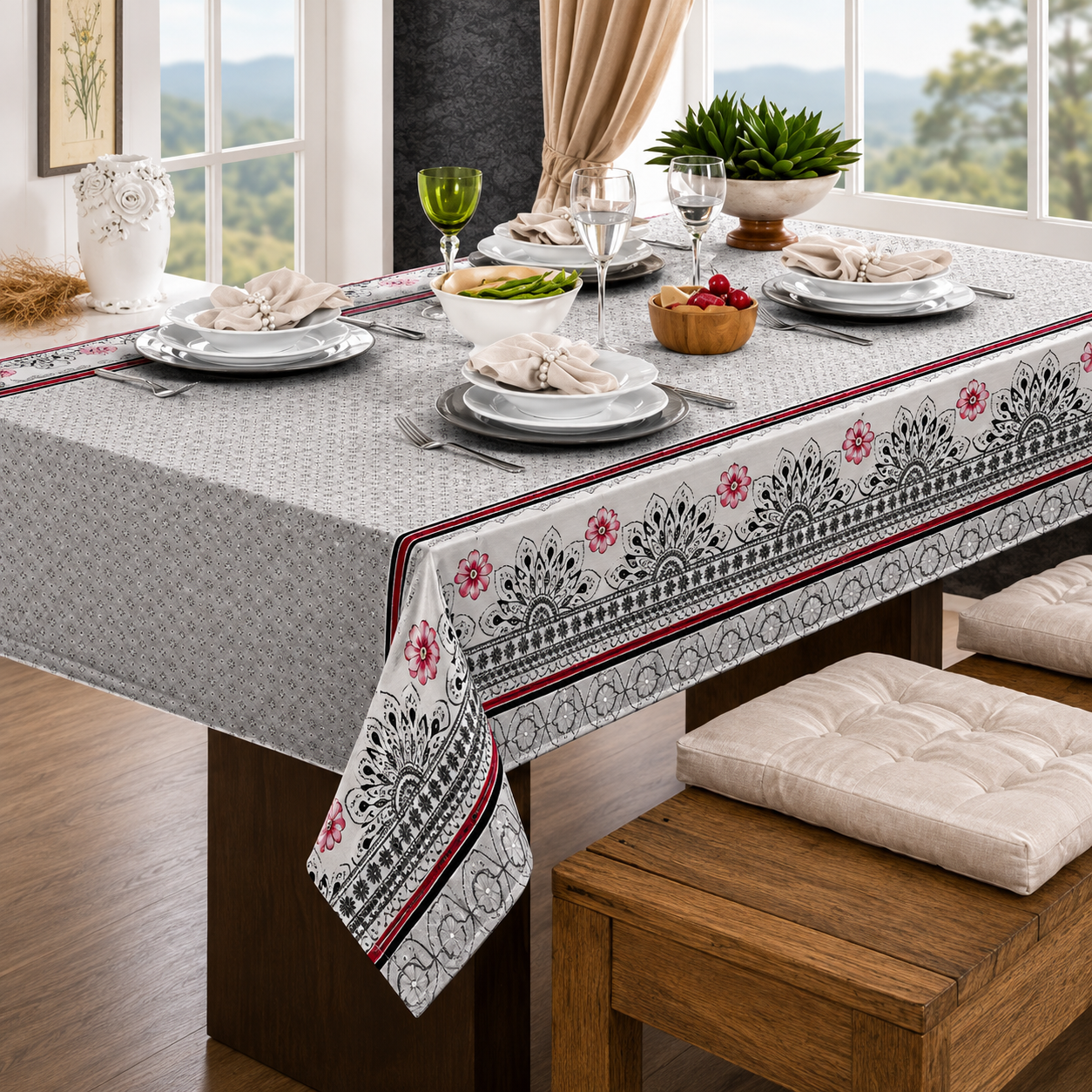 Toalha de Mesa Retrô Europeia Luxuosa e Elegante - Entrega Grátis