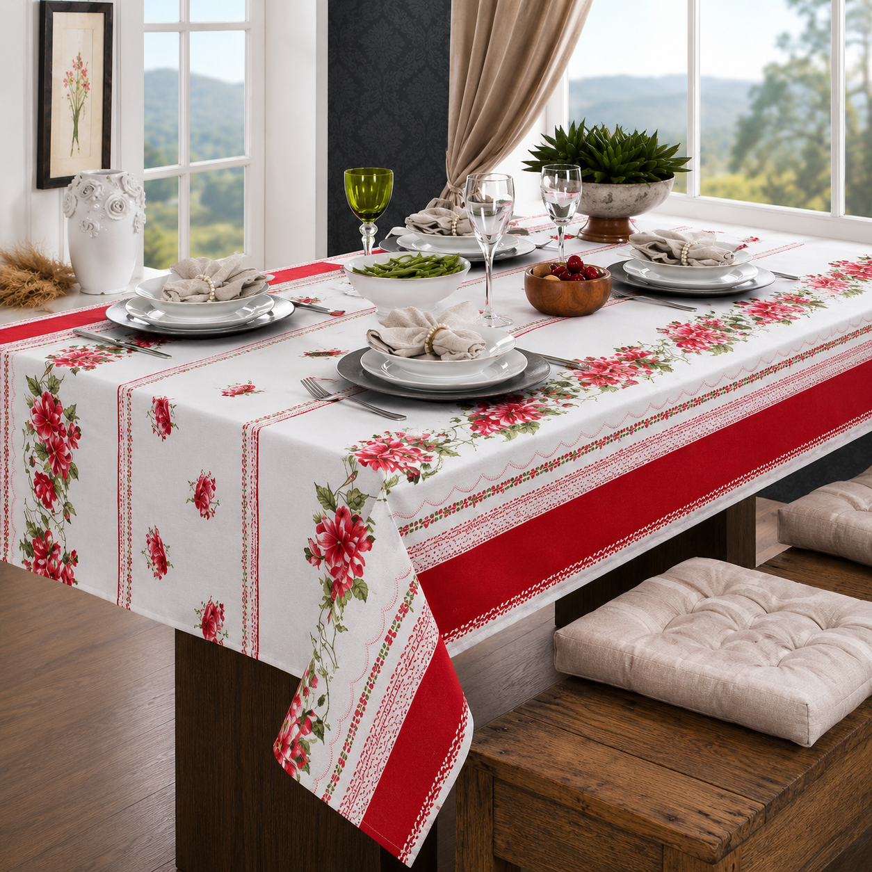 Toalha de Mesa Retrô Europeia Luxuosa e Elegante - Entrega Grátis