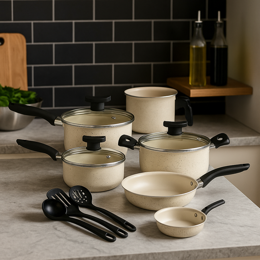 Jogo de Panelas Antiaderente 9 Peças Tampa Vidro