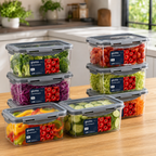 Kit Potes Grandes de 2,2 Litros Com Tampa e Trava Para Micro-Ondas e Freezer - Entrega Grátis