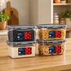 Kit Potes Grandes de 2,2 Litros Com Tampa e Trava Para Micro-Ondas e Freezer - Entrega Grátis