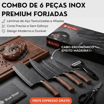 KitchenPro - Conjunto De Facas 6 Peças Premium Forjadas Para Cozinha Churrasco - Entrega Grátis
