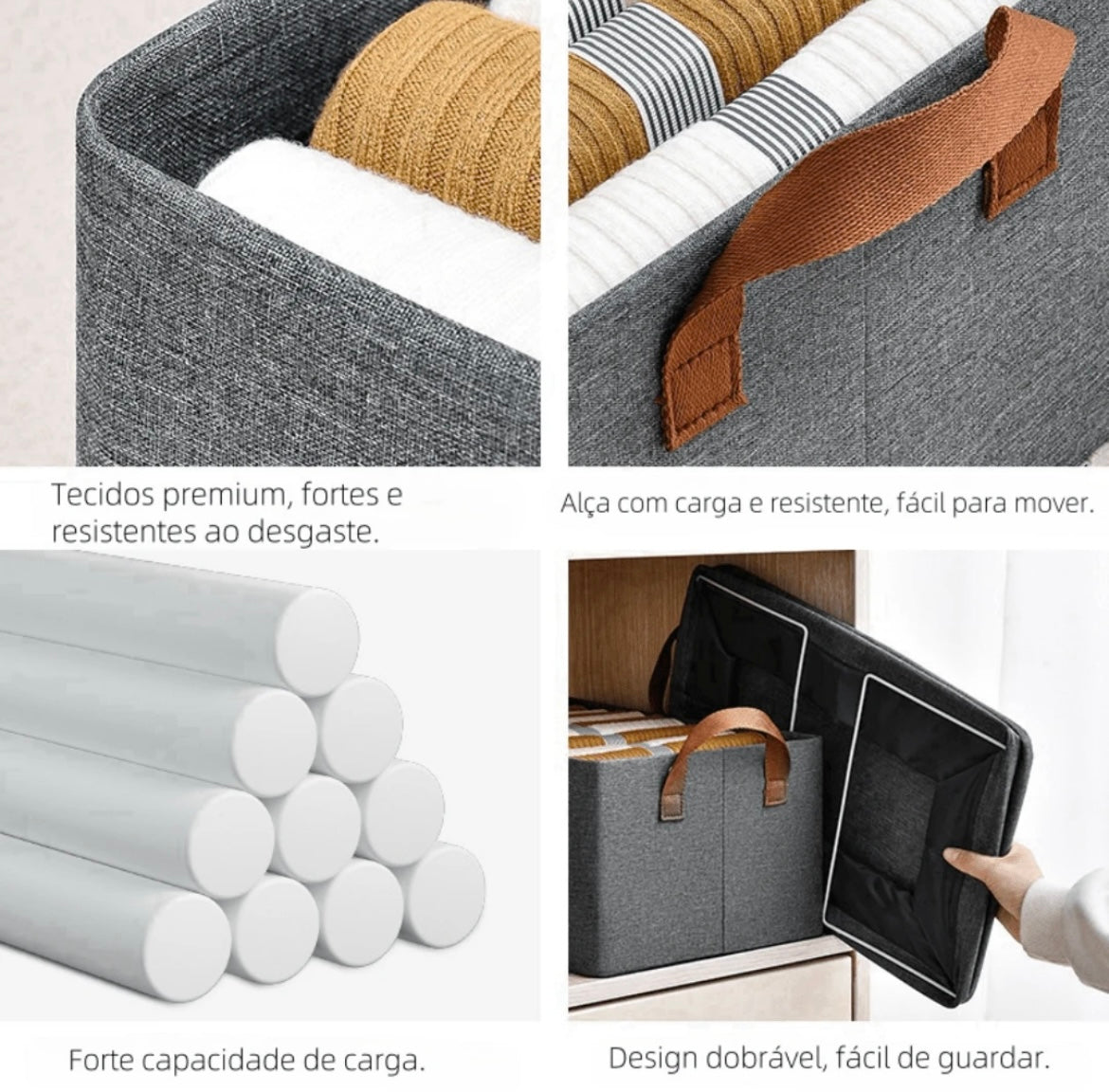 EcoBox - Caixas Organizadoras de Roupas Dobráveis Resistentes e Duráveis - Entrega Grátis