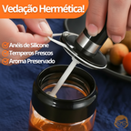 Kit Porta Tempero Condimento de Vidro com Tampa e Colher Embutida - Entrega Grátis