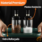 Kit Porta Tempero Condimento de Vidro com Tampa e Colher Embutida - Entrega Grátis
