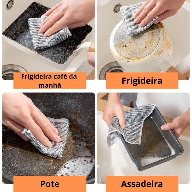 EcoLimp - Pano De Fio De Prata Aço Lavar Louça - Entrega Grátis