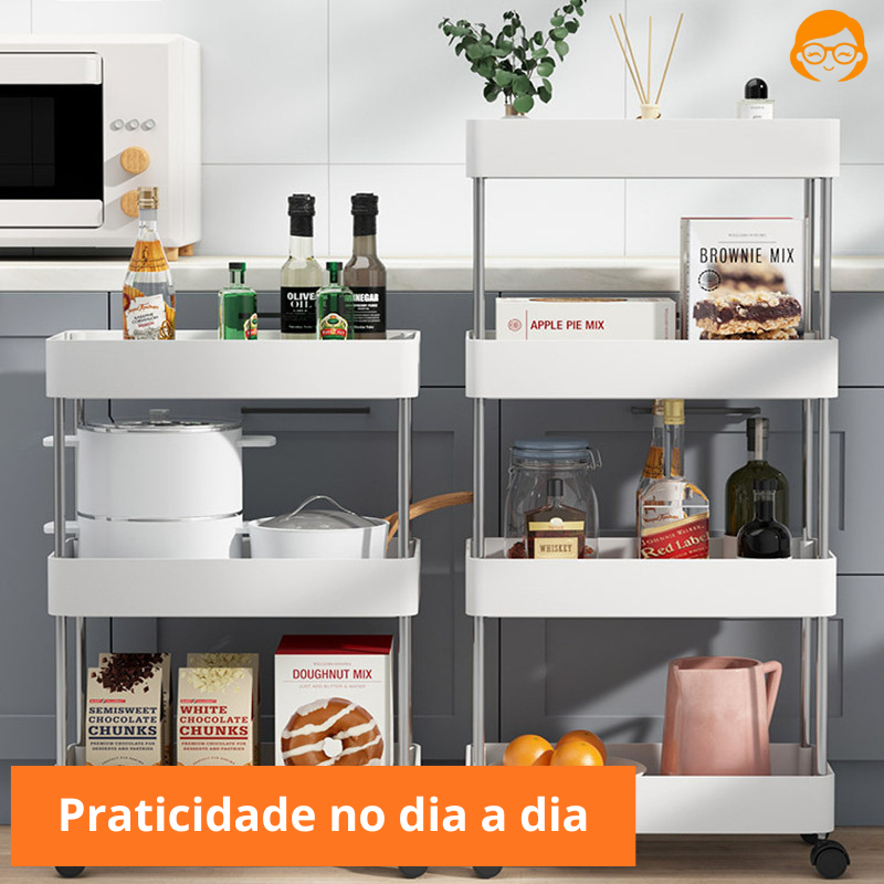 Organix - Organizador de Cozinha Multiuso 4 Andares Com Rodinhas  - Entrega Grátis