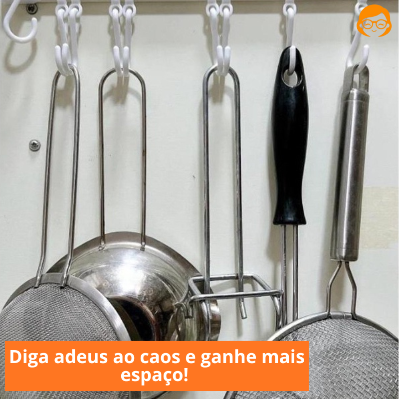 GripPro - Adesivo Organizador de Cozinha Com 10 ganchos - Entrega Grátis