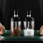 Kit Porta Tempero Condimento de Vidro com Tampa e Colher Embutida - Entrega Grátis