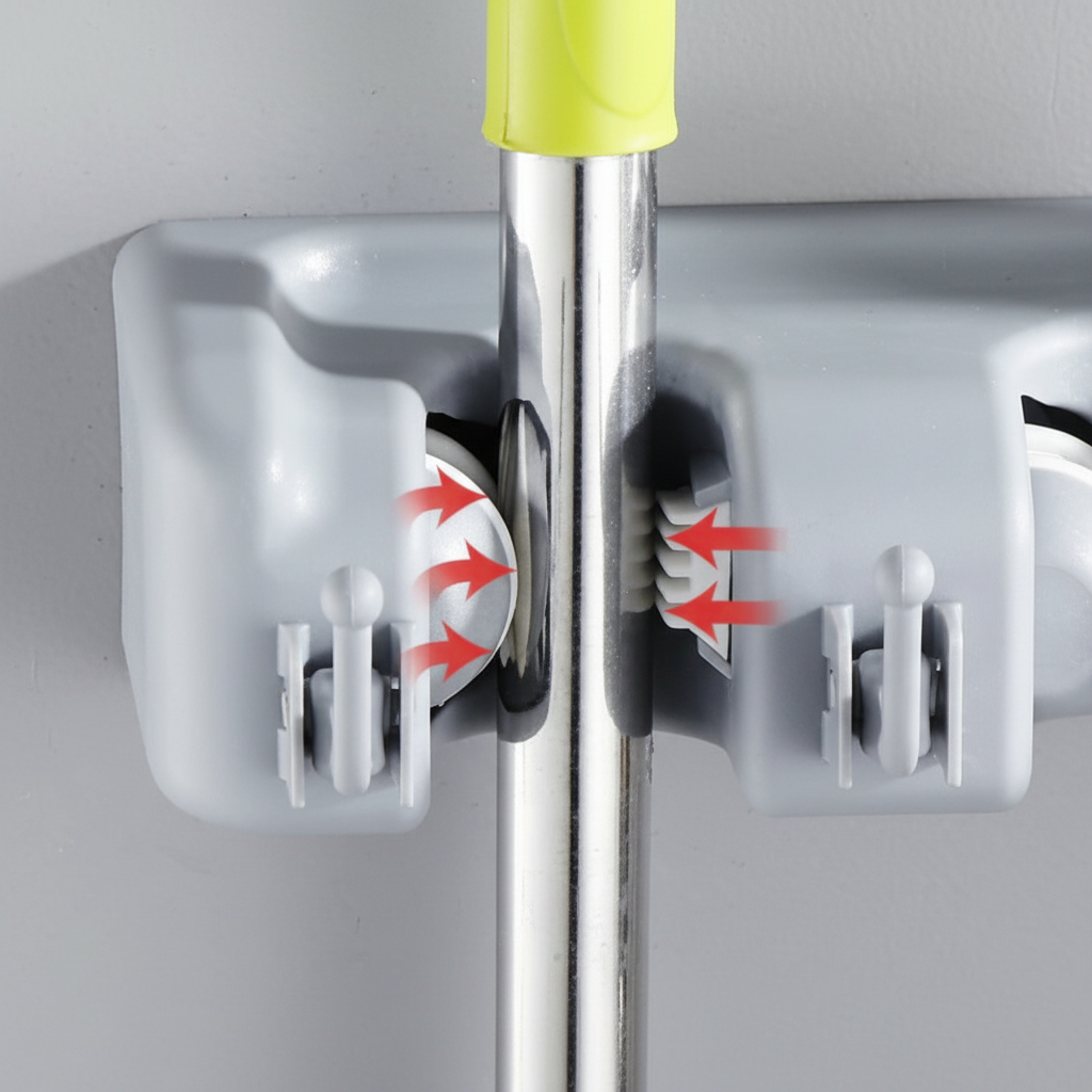 CleanHold — Organizador de Parede com 5 Lugares para Vassouras e Rodos com 6 Ganchos Adicionais - Entrega Grátis