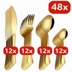 Kit Royal - Jogo de Talheres Em Aço Inox Com Acabamento Em Dourado Elegante - Entrega Grátis