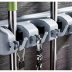 CleanHold — Organizador de Parede com 5 Lugares para Vassouras e Rodos com 6 Ganchos Adicionais - Entrega Grátis