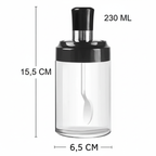 Kit Porta Tempero Condimento de Vidro com Tampa e Colher Embutida - Entrega Grátis