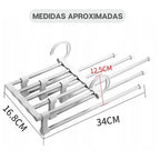 CabideFlex - Cabide Retrátil Organizador 5 em 1 Dobrável em Aço Inox - Entrega Grátis