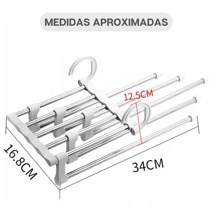 CabideFlex - Cabide Retrátil Organizador 5 em 1 Dobrável em Aço Inox - Entrega Grátis