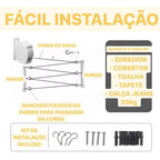 FlexLine - Varal de Parede Super Resistente Com 30 Metros e Corda Recolhível - Entrega Grátis