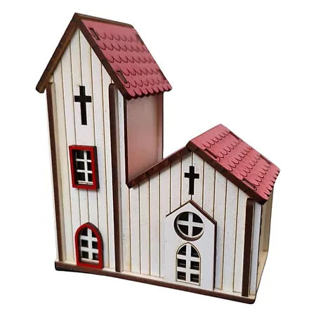 Kit Vila Natalina 7 Peças em Madeira Para Decoração Lindas e Ricas em Detalhes - Entrega Grátis
