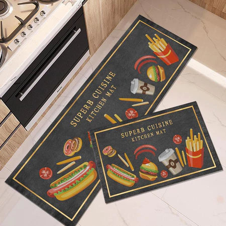 Passadeira Emborrachada Estilo Europeu Antiderrapante Para Cozinha 2 Peças - Entrega Grátis