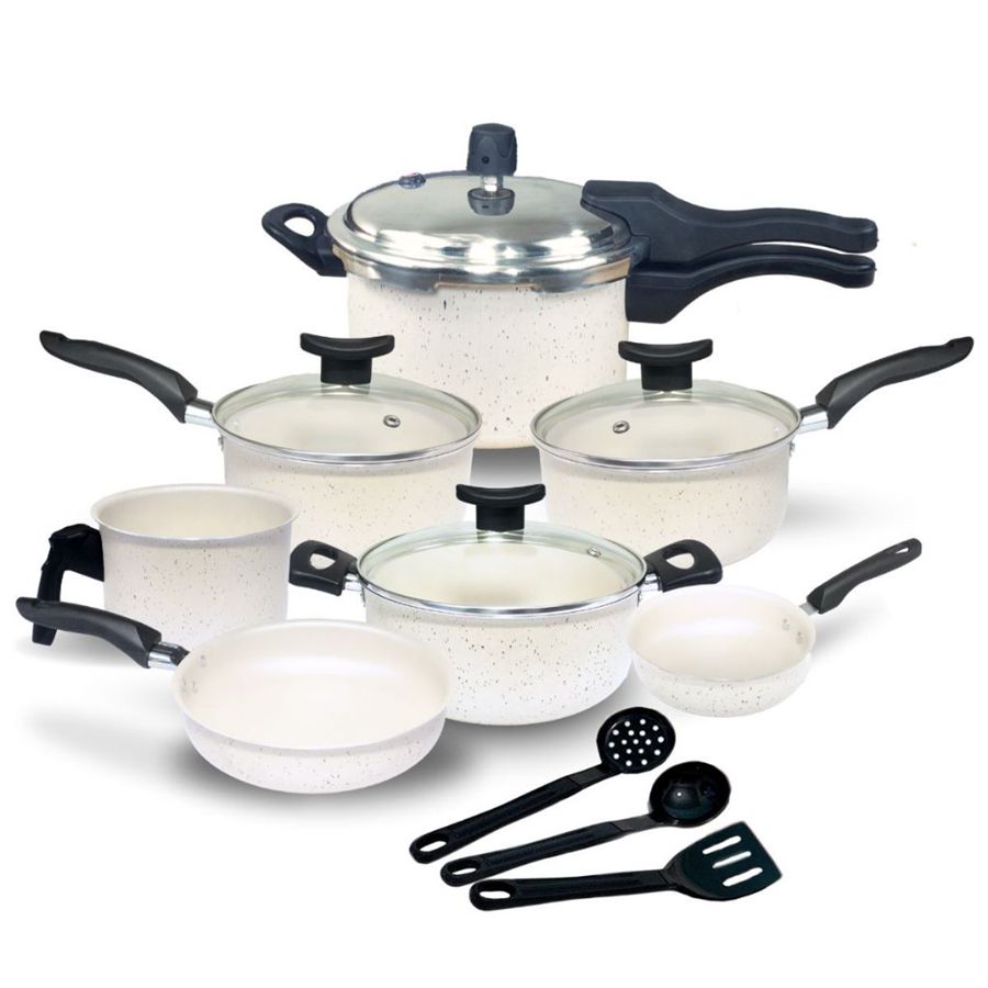 Jogo de Panelas Antiaderente 10 Peças Panela de Pressão Fechamento Externo 2.5L