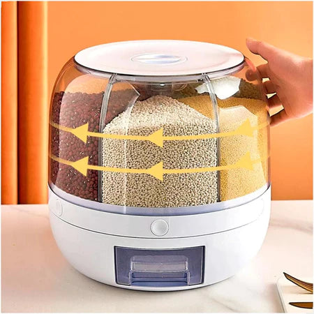 PraticFlex - Dispenser Giratório Inteligente de Grãos e Cereais 6 Divisões - Entrega Grátis