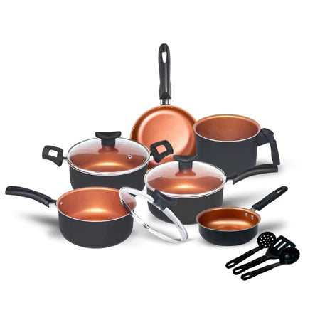 Jogo de Panelas Kit 9 Peças Antiaderente Tampa Vidro