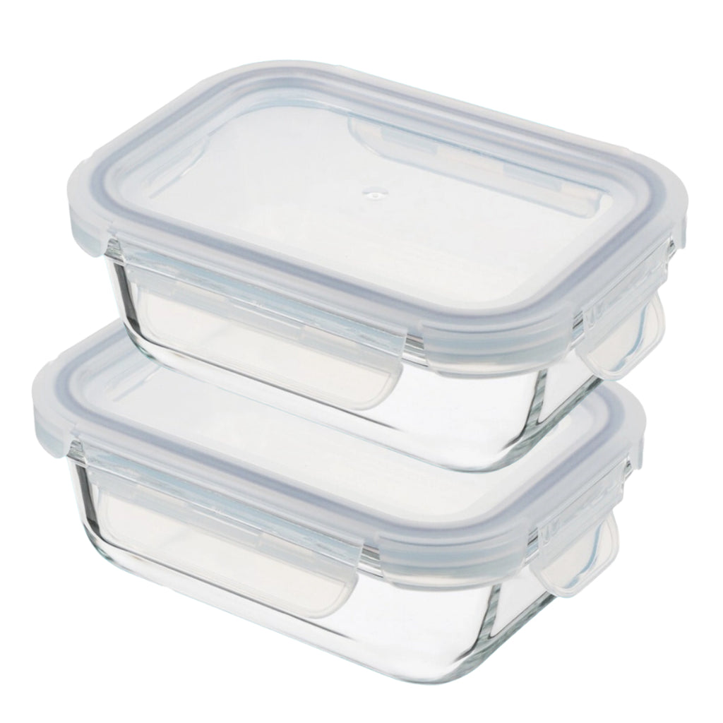 Conjunto 5 Potes Herméticos de Vidro com Tampa 4 Travas 640ml