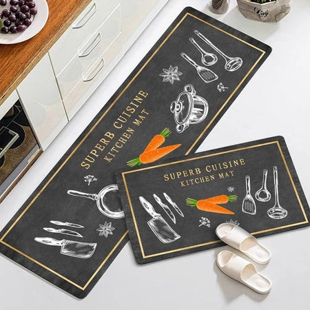 Passadeira Emborrachada Estilo Europeu Antiderrapante Para Cozinha 2 Peças - Entrega Grátis