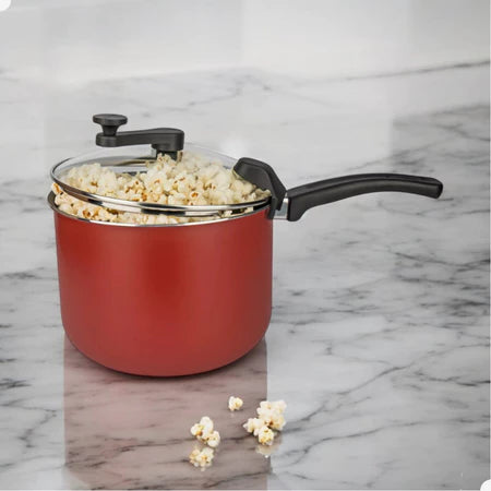 Panela Pipoqueira Antiaderente 4,5 L com Tampa De Vidro