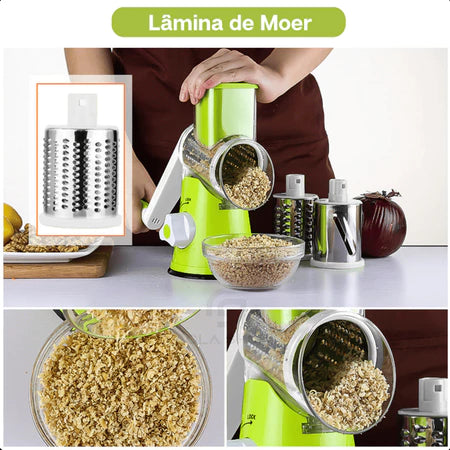 InoxSlice - Cortador Ralador e Fatiador de Legumes Multifuncional 3 Lâminas - Entrega Grátis