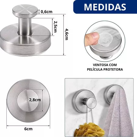 PraticFix - Gancho De Ventosa De Aço Inoxidável Super Resistente Com Instalação Sem Perfuração - Entrega Grátis