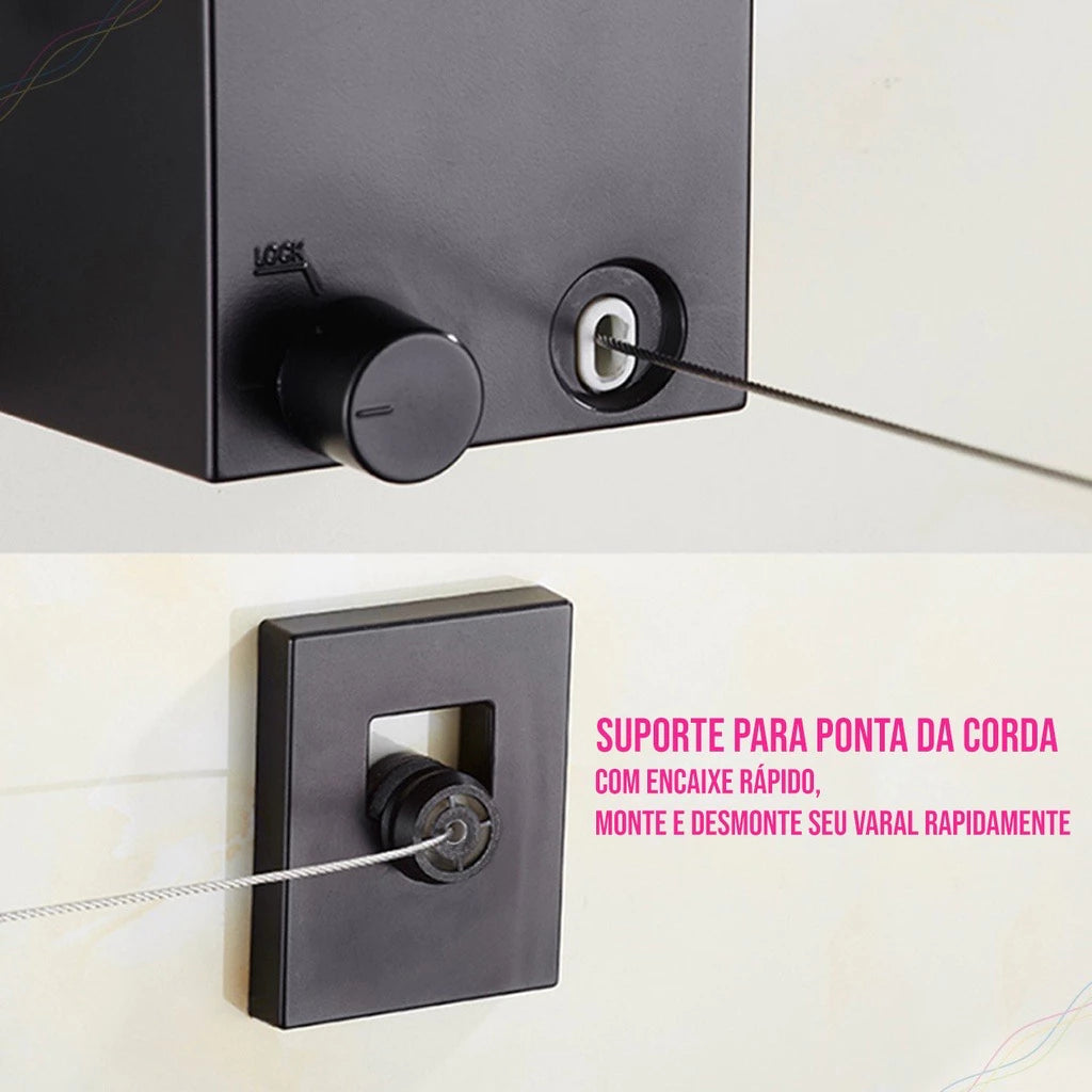 FlexDry - Varal Retrátil Com 4 Metros Para Lavanderia e Espaços Pequenos - Entrega Grátis