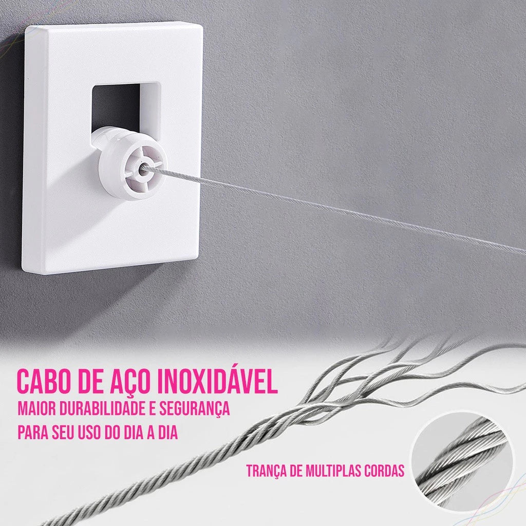 FlexDry - Varal Retrátil Com 4 Metros Para Lavanderia e Espaços Pequenos - Entrega Grátis