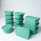 Kit 12 Potes Plástico 1 Litro com Tampa Hermética, Multiuso Cozinha, Marmita e Armazenamento de Alimentos