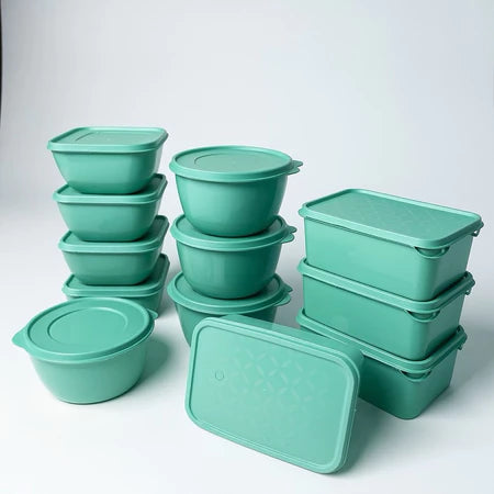 Kit 12 Potes Plástico 1 Litro com Tampa Hermética, Multiuso Cozinha, Marmita e Armazenamento de Alimentos