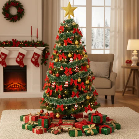 Árvore de Natal Completa com Enfeites e Pisca-Pisca